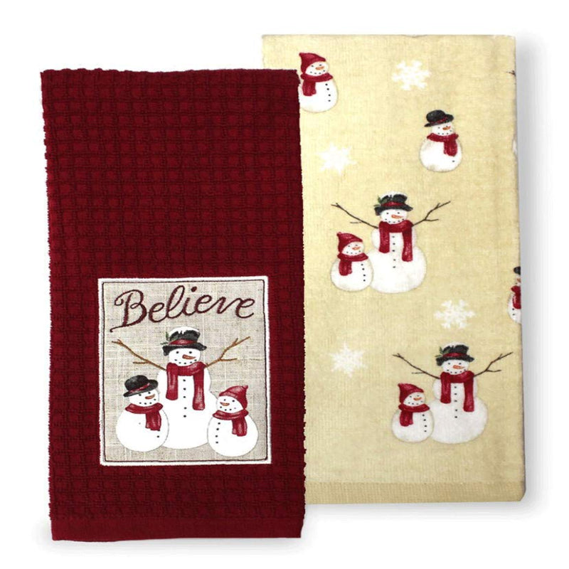 St. Nicholas Square Snowman Patch Believe Kitchen Towel Set, 2-Pack