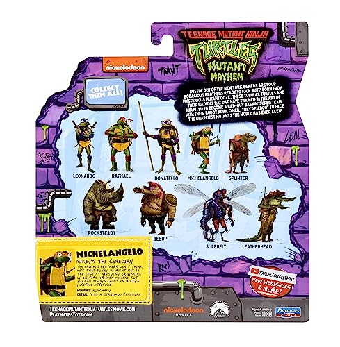 Teenage Mutant Ninja Turtles: Mutant Mayhem – Michelangelo “The Entertainer” Action Figure (4+ | Playmates Toys)