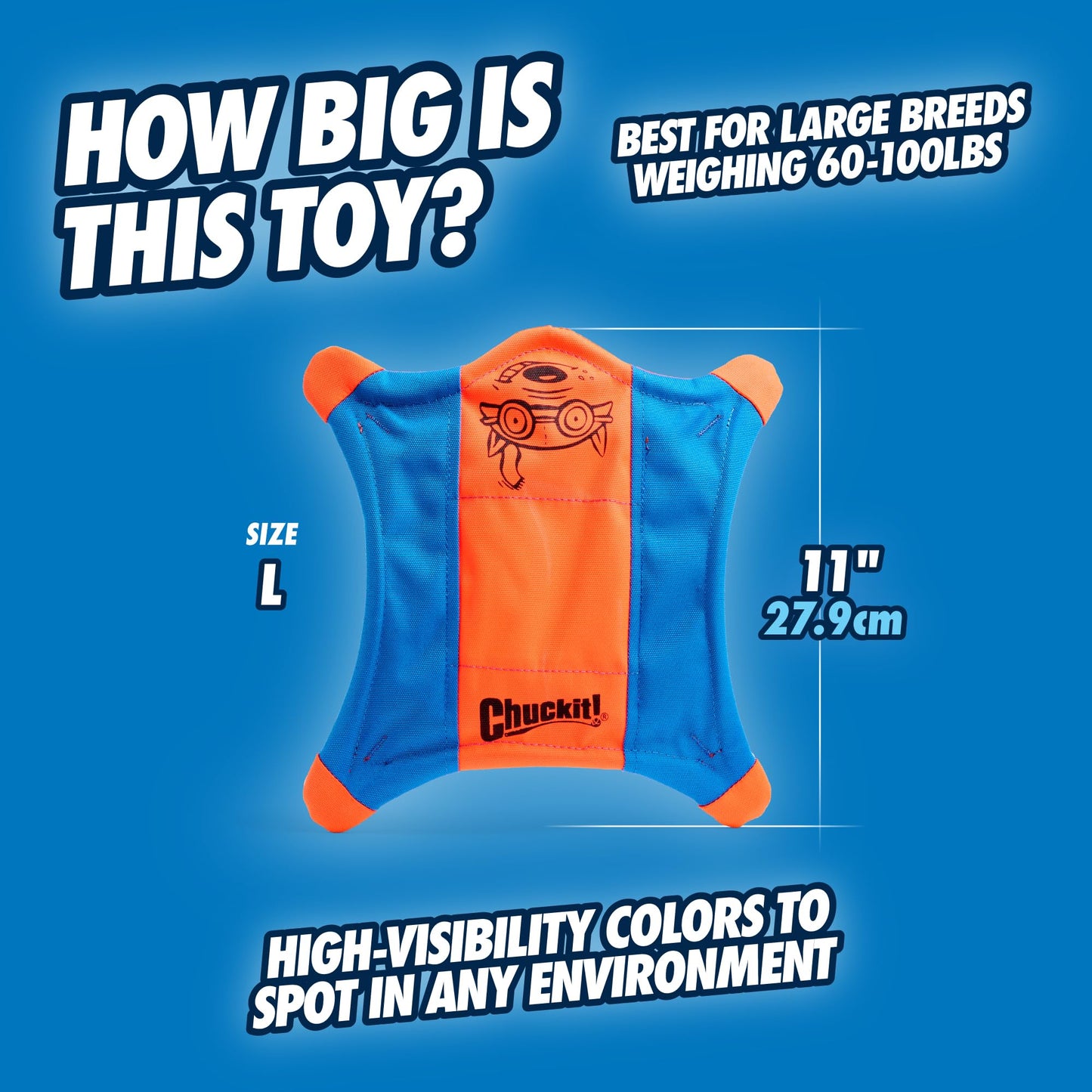 Chuckit! Flying Squirrel Dog Toy Large – Durable Floating Fetch Disc for Medium & Large Dogs