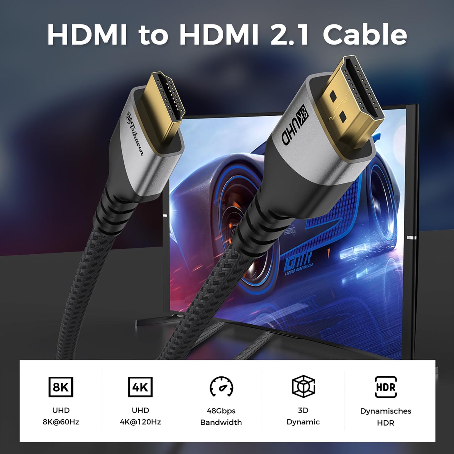 Trihaven HDMI 2.1 Cable – 8K@60Hz / 4K@120Hz Ultra High Speed 48Gbps