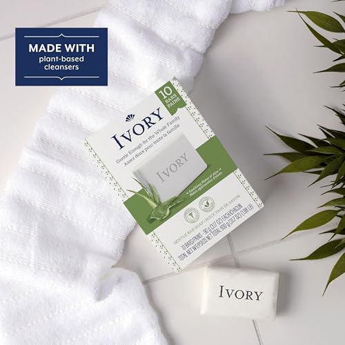 Ivory Clean Aloe Scent Bar Soap – 10 Bars (4 oz Each) | Pure & Gentle Formula