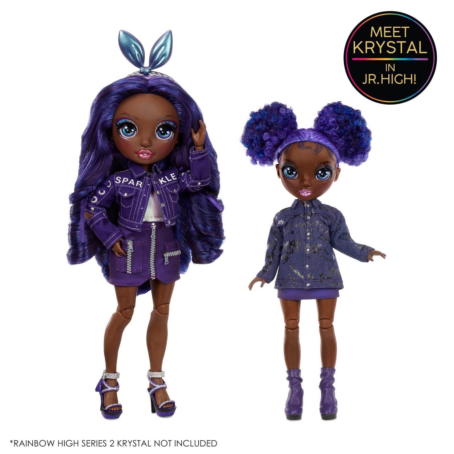 Rainbow High Jr High Series 2 Krystal Bailey- 9" Purple Posable Fashion Doll with Designer Accessories and Open/Close Backpack. Great Toy Gift for Kids Ages 6-12 Years Old & Collectors