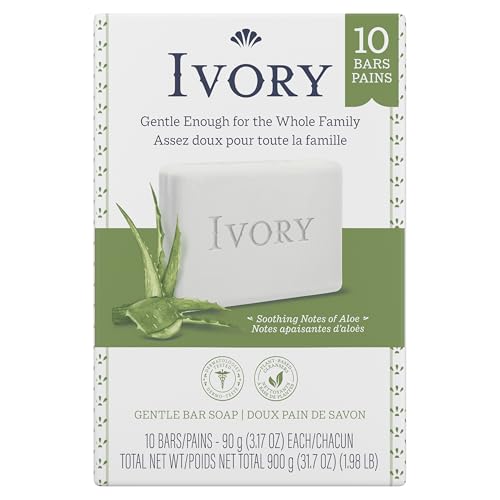 Ivory Clean Aloe Scent Bar Soap – 10 Bars (4 oz Each) | Pure & Gentle Formula