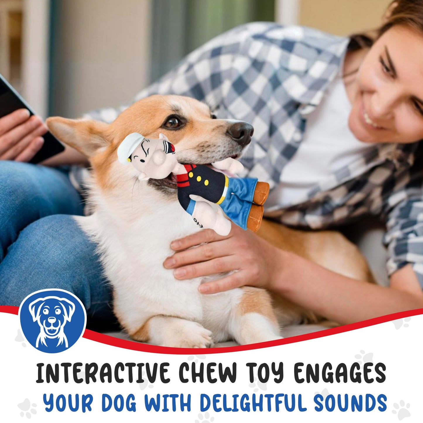 Multipet Popeye Dog Plush Toy - Toys for Dogs All Age - Extra Soft Plush Dog Toy - Toy for Cuddling & Playing