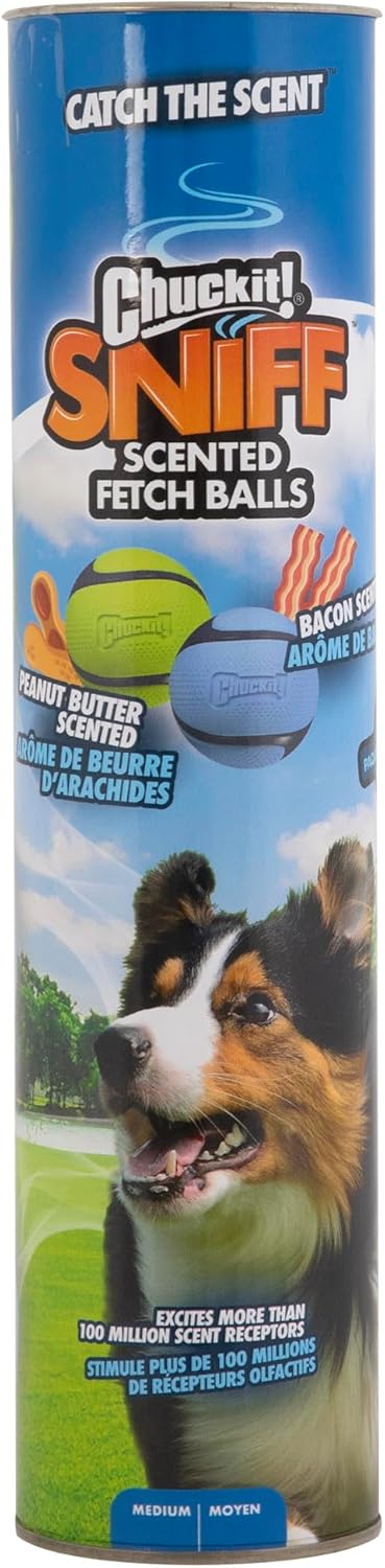 Chuckit! Sniff Fetch Balls Pack of 4 for Medium Dogs (20–60 lbs)