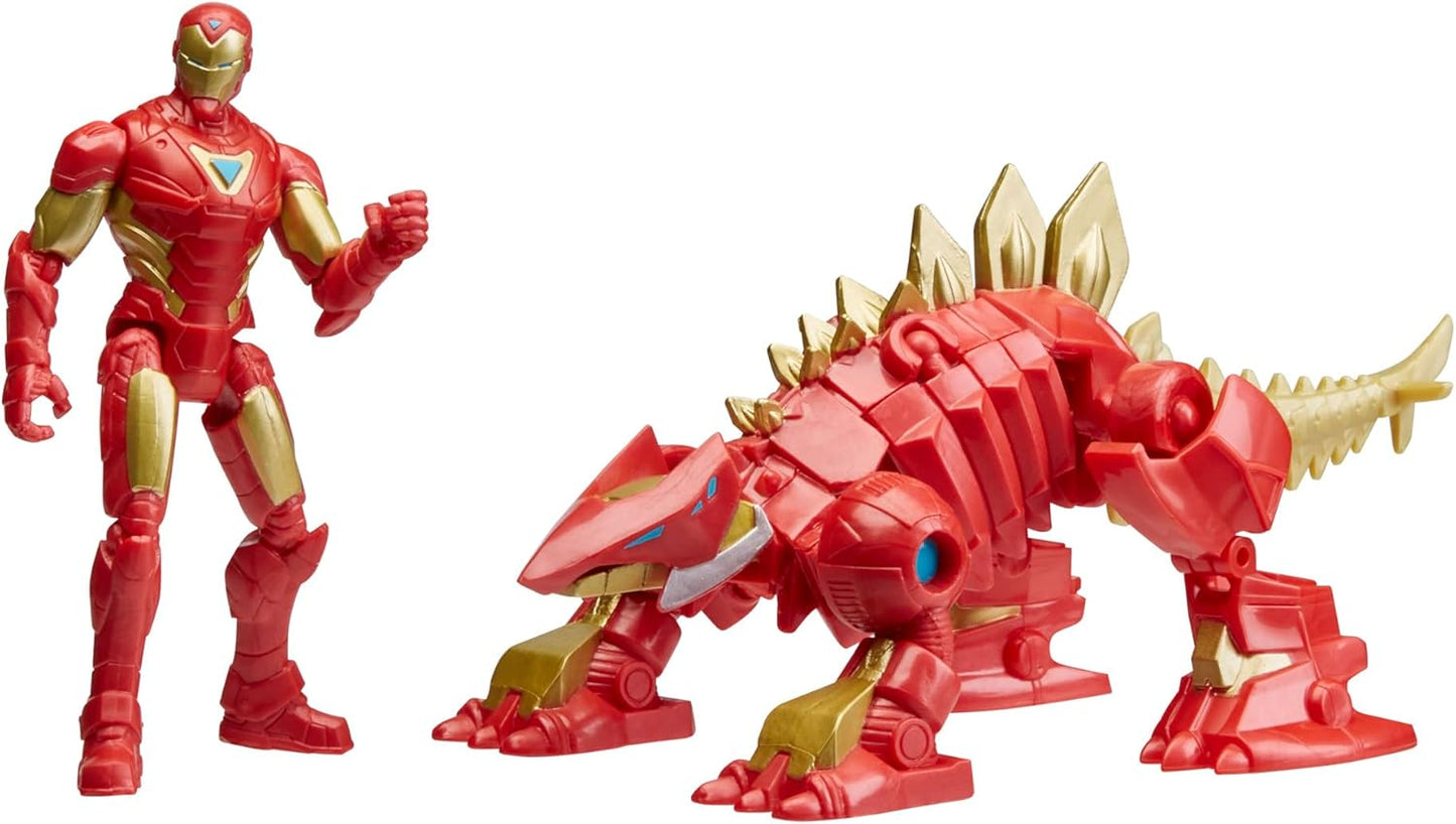 Marvel Mech Strike Mechasaur Iron Man & Iron Stomper Figure Set – Transforming Dino & Hero Figure (Hasbro)