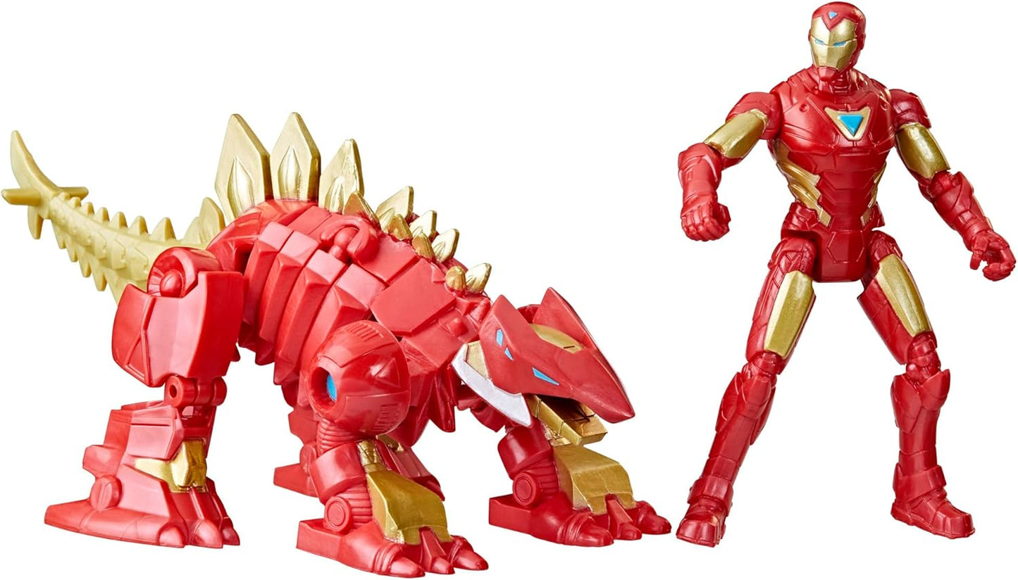 Marvel Mech Strike Mechasaur Iron Man & Iron Stomper Figure Set – Transforming Dino & Hero Figure (Hasbro)
