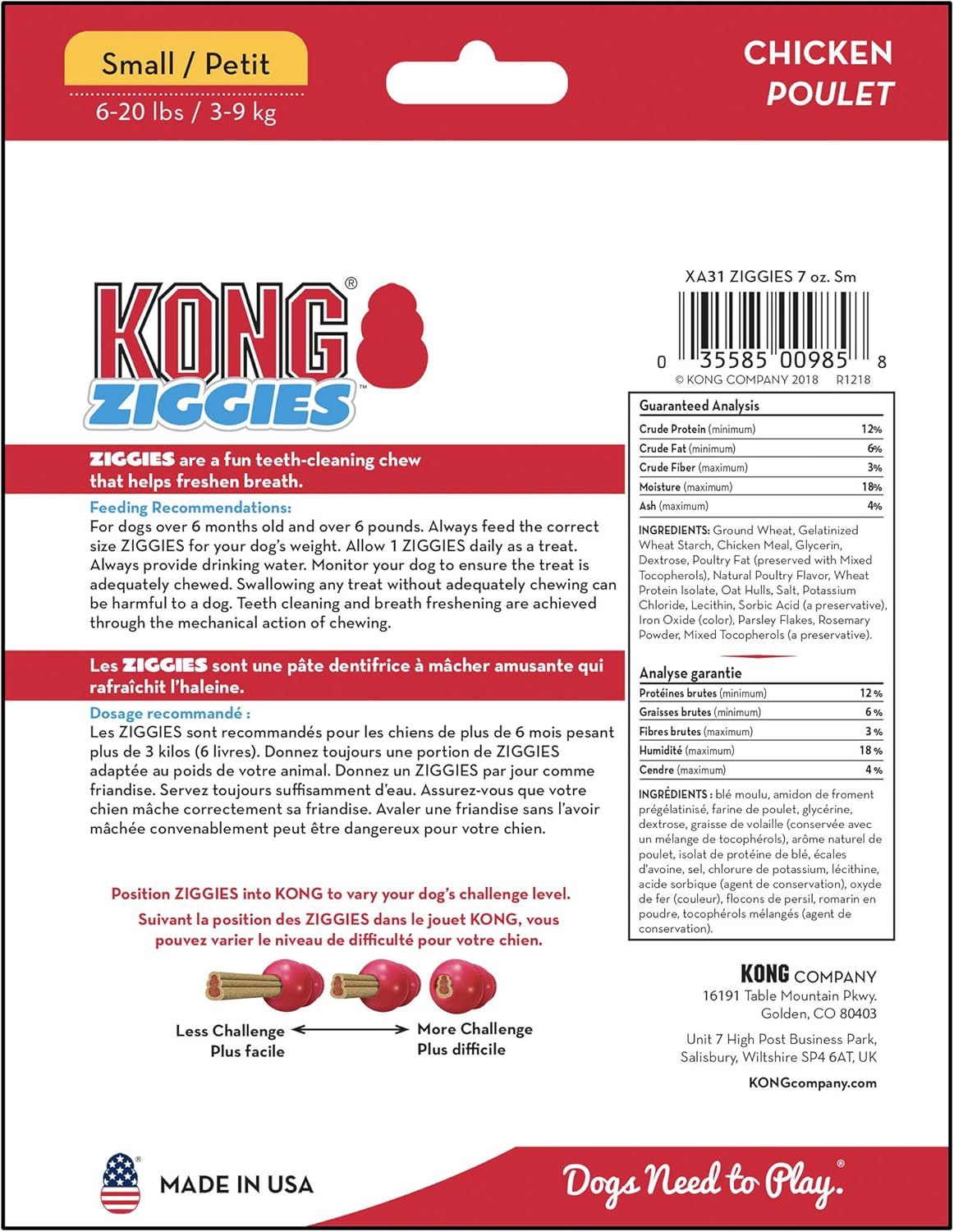 KONG Ziggies Dog Treats Small Chicken Recipe – Dental Chews for KONG Toys