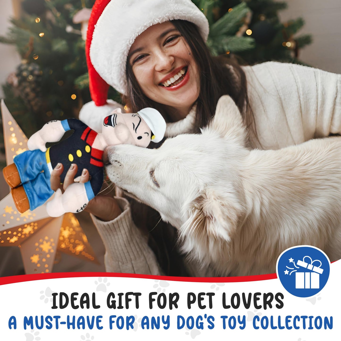 Multipet Popeye Dog Plush Toy - Toys for Dogs All Age - Extra Soft Plush Dog Toy - Toy for Cuddling & Playing