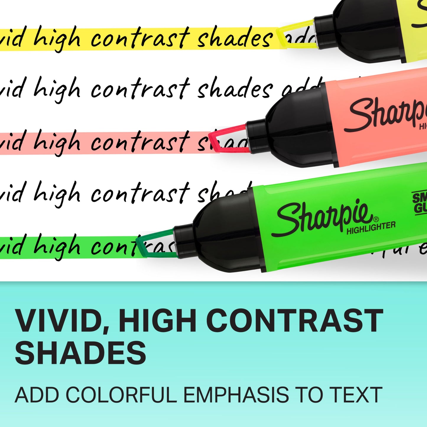Sharpie Clear View Highlighters 3 Pack – Smear Guard, Chisel Tip, Assorted Colors