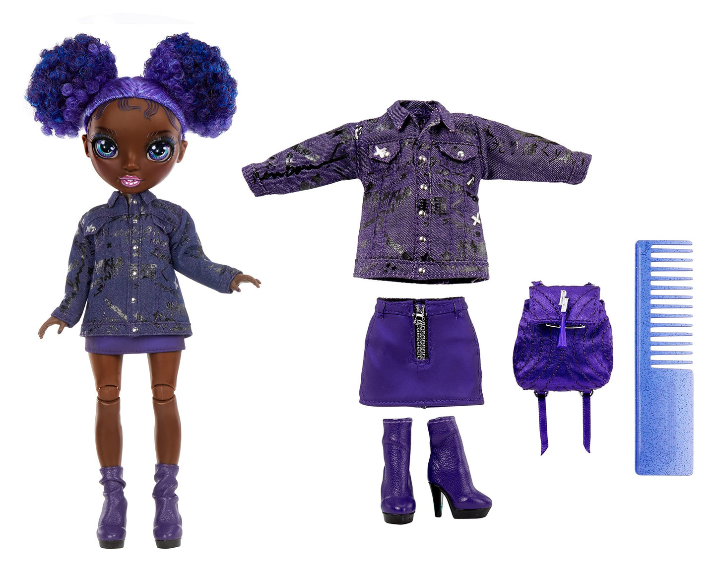 Rainbow High Jr High Series 2 Krystal Bailey- 9" Purple Posable Fashion Doll with Designer Accessories and Open/Close Backpack. Great Toy Gift for Kids Ages 6-12 Years Old & Collectors